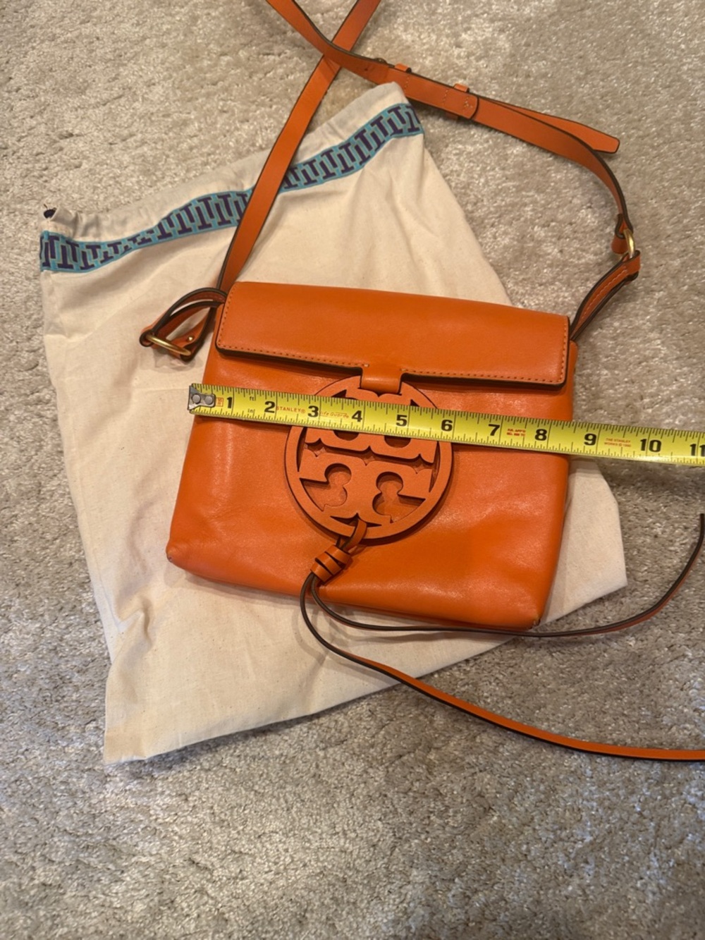 Tory Burch Bright Orange Leather Fleming-Inspired Crossbody - Picture 4 of 12